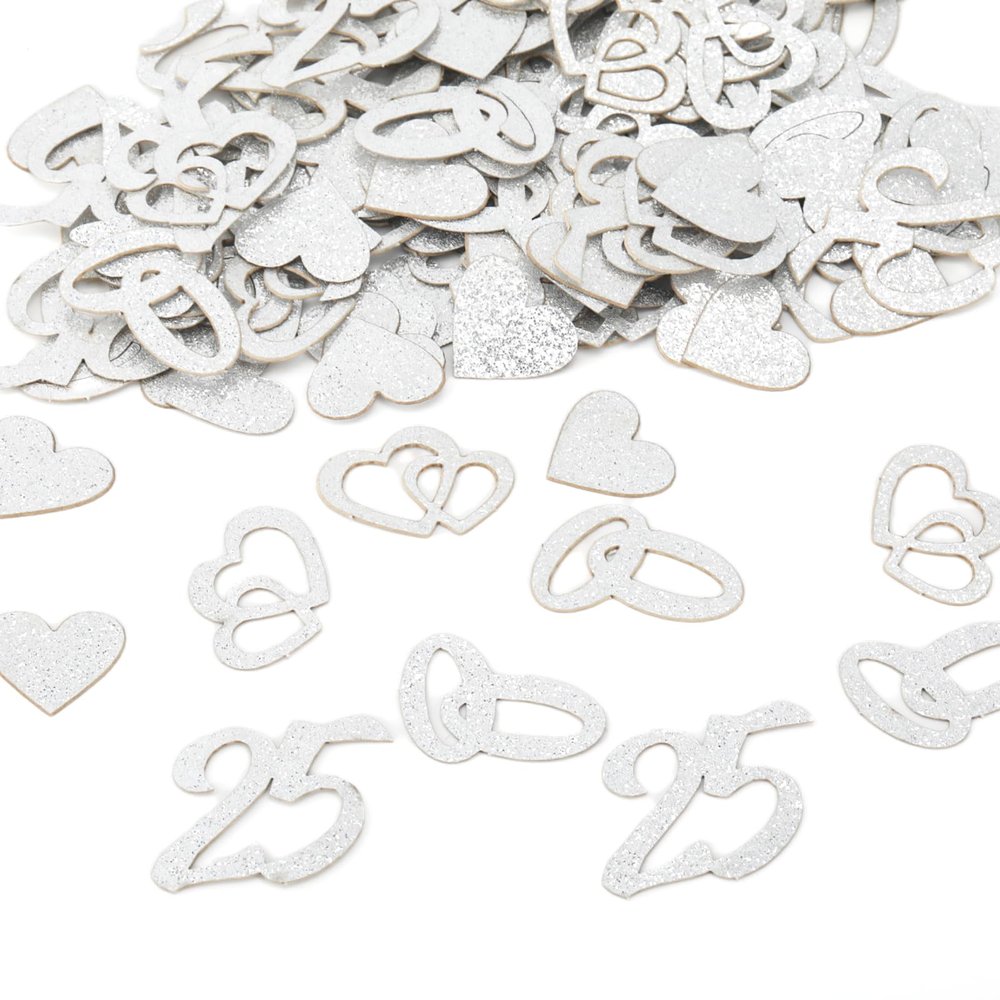 AuraFusion Silver Wedding Confetti 100 pcs Glitter