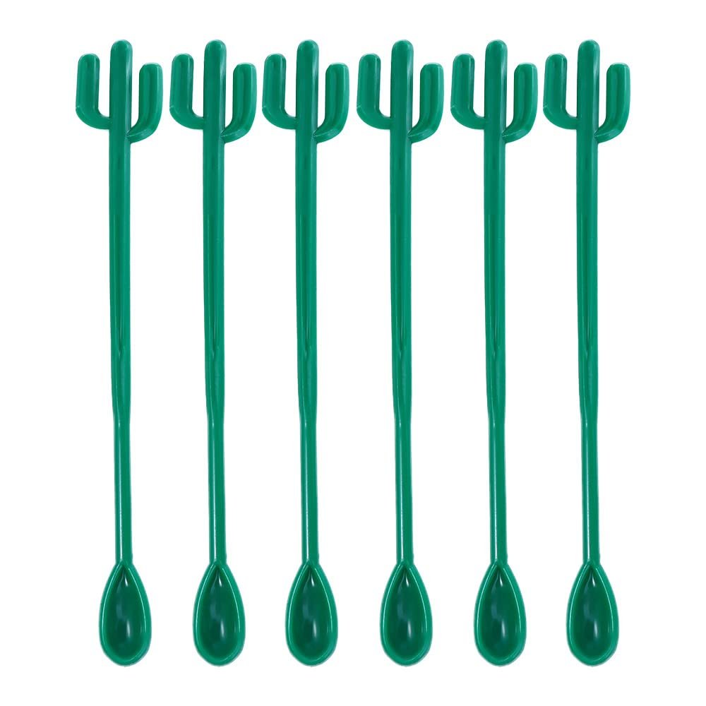 6 x Cocktail Stir Sticks - Fun Flamingo Cactus Design