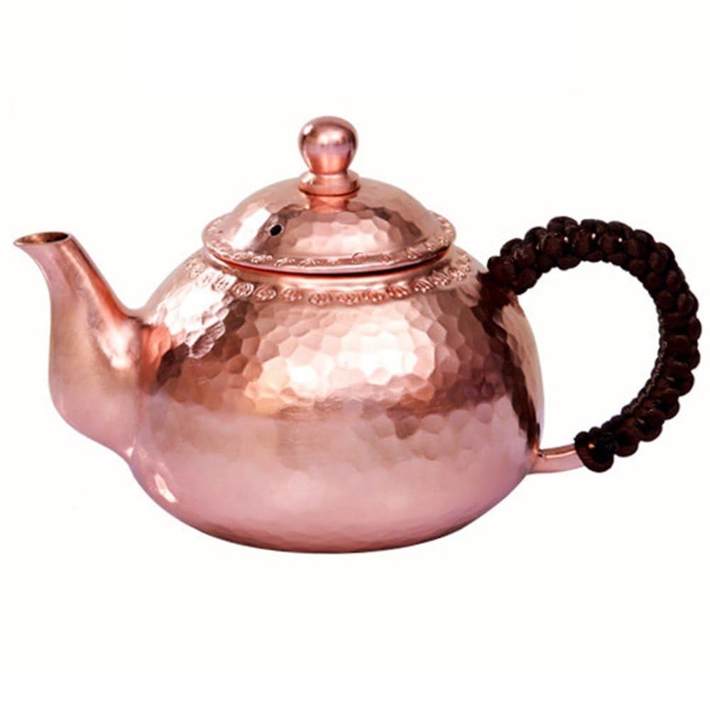 HiyyFloy Handmade Hammered Copper Teapot for Tea, Milk & Coffee