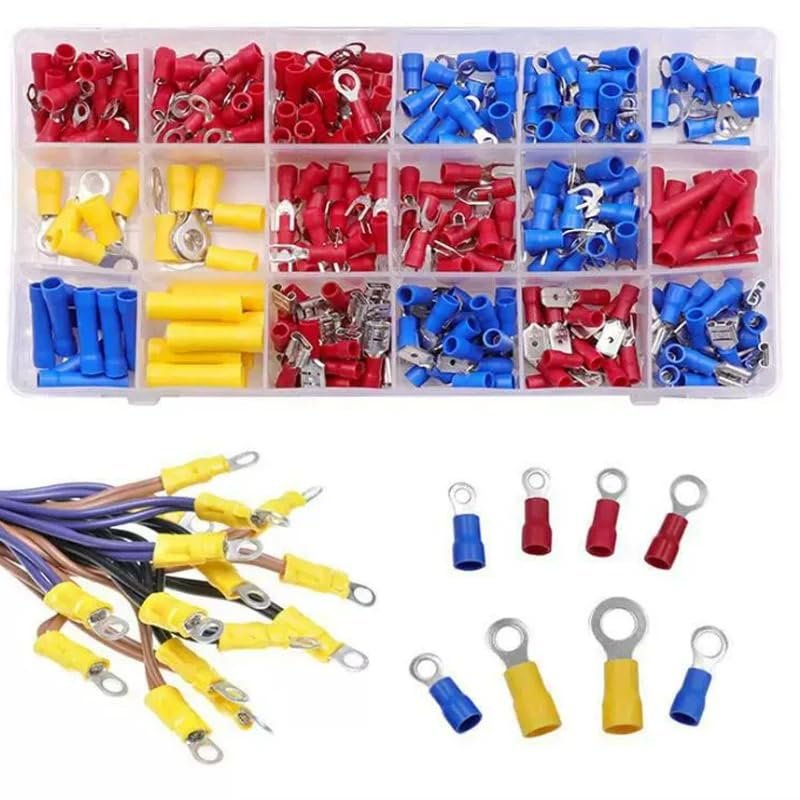 300-Piece Insulated Cable Connector Kit with Crimp Spade, Butt, Ring, and Fork Terminals