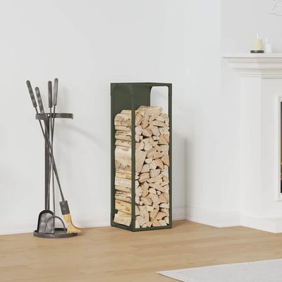 Firewood Rack Olive Green 25 x 25 x 80 cm Cold-Rolled Steel