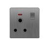 UK 13A Brushed Gray 9 Wall Light Switch with Single Socket and USB Charging, Dimming Speed Control, 86 x 86 mm view 1