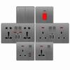 UK 13A Brushed Gray 9 Wall Light Switch with Single Socket and USB Charging, Dimming Speed Control, 86 x 86 mm view 2