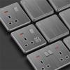 UK 13A Brushed Gray 9 Wall Light Switch with Single Socket and USB Charging, Dimming Speed Control, 86 x 86 mm view 4