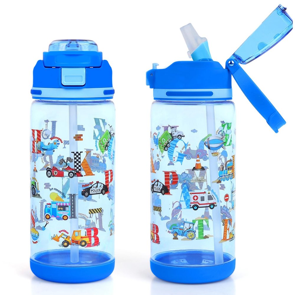 decalsweet Kids Water Bottle 600 ml, Leakproof, Car Design