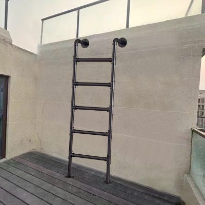 Emergency Ladder for Window Wells, Sturdy Metal Step Ladder for Safe Climbing, 1.8 m, Ideal for High Beds, Outdoor Decks and RVs, Black (200 cm)