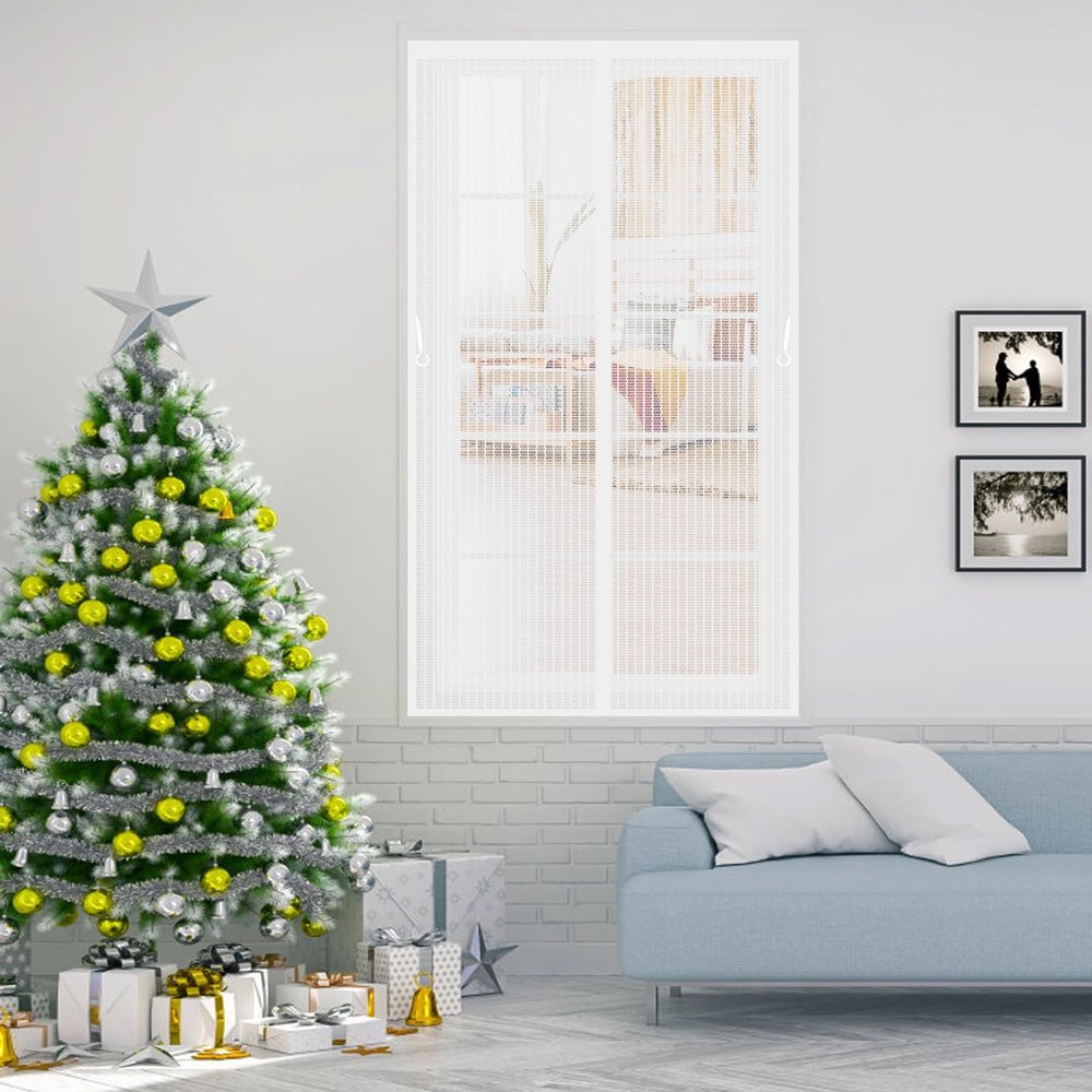 Magnetic Insect Screen for Windows and Doors, 75 x 165 cm, No-Drill, White
