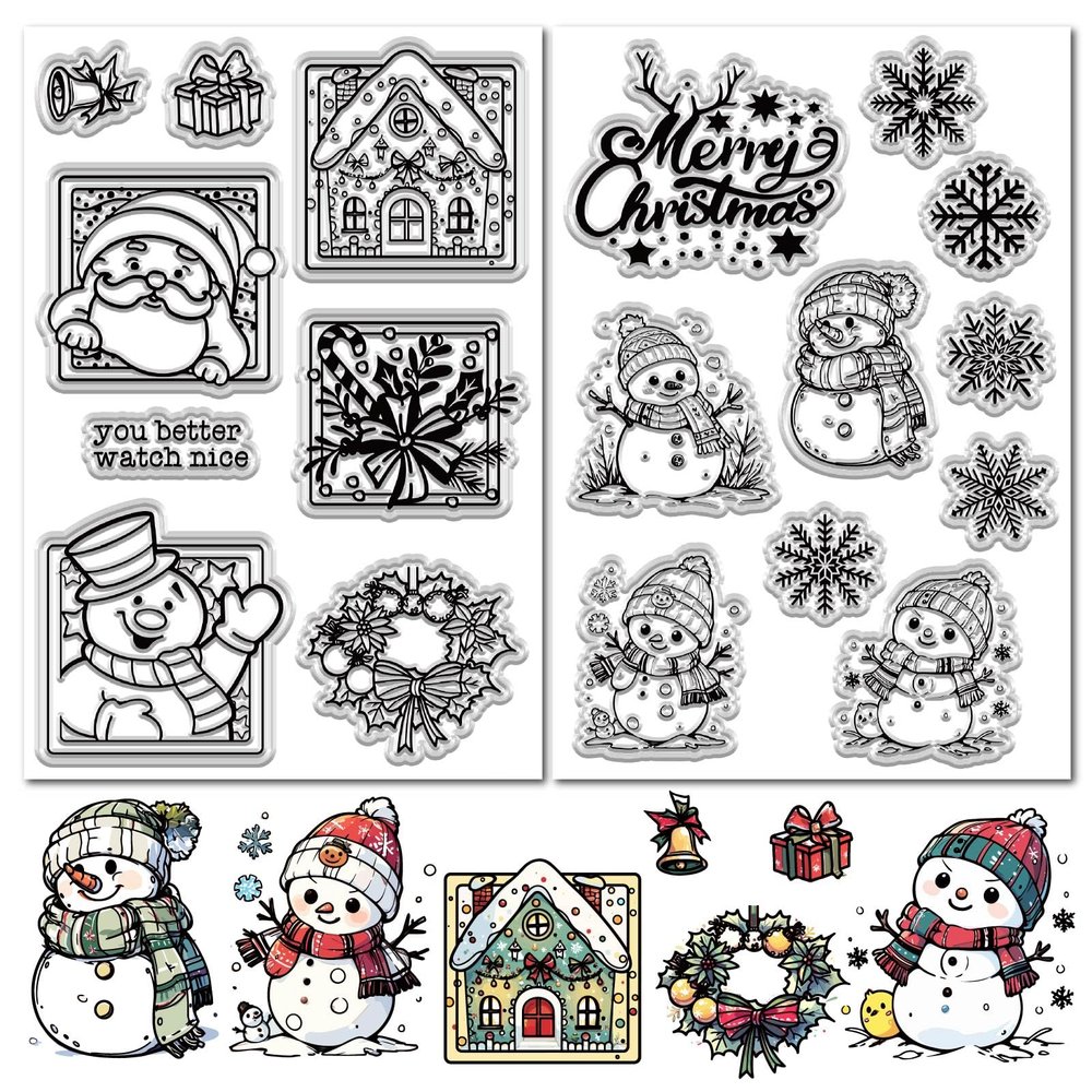 CRASPIRE 2 Sheet Snowman Stamp Set