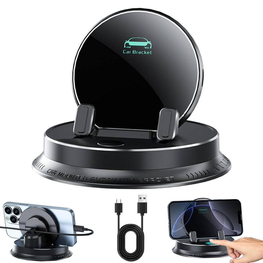HItianya Car Phone Holder, Multifunctional, 360° Rotating, Anti-Slip Dashboard Mount, Compatible with All Models (1 pc)