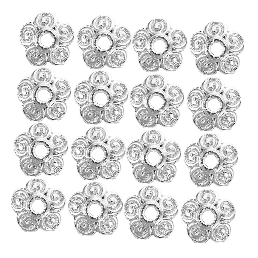 OUNONA 100 Decorative Loose Beads Flower-Shaped Caps