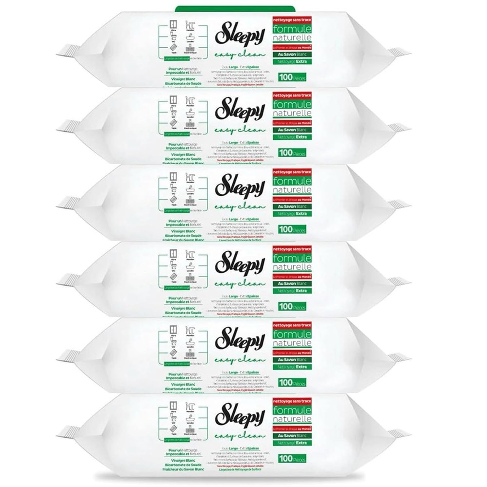 Sleepy Cleaning Cloths for Daily Surface Cleaning, 6 x 100 Count (Green)