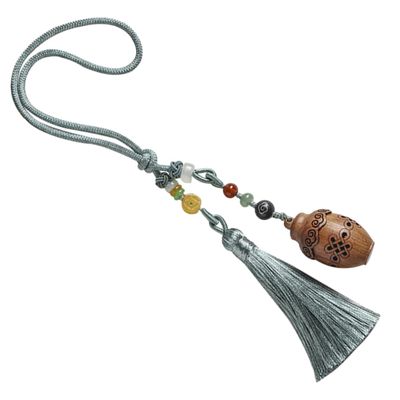 Rosewood Car Rearview Mirror Hanging Ornament with Openwork Pattern