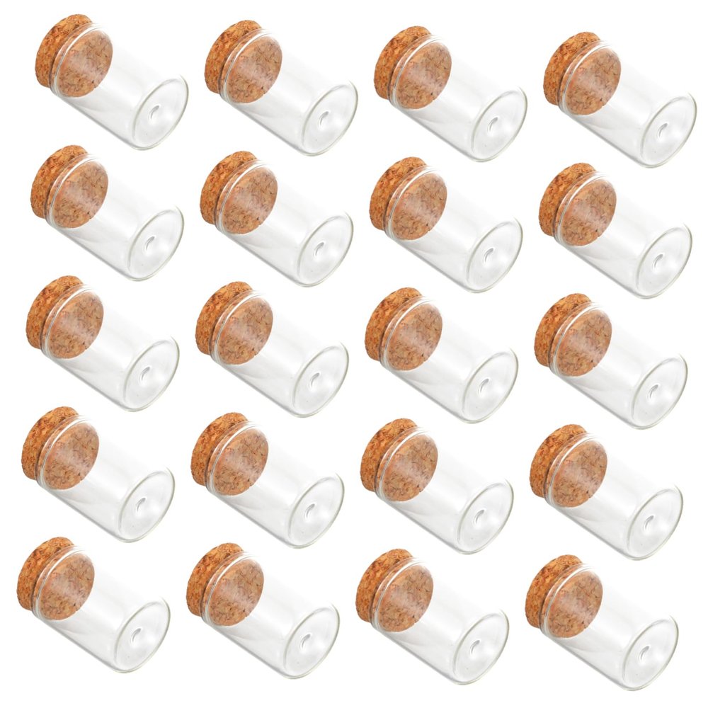 MAGICLULU 20-Pack Clear Glass Test Tubes with Wooden Cork Stoppers