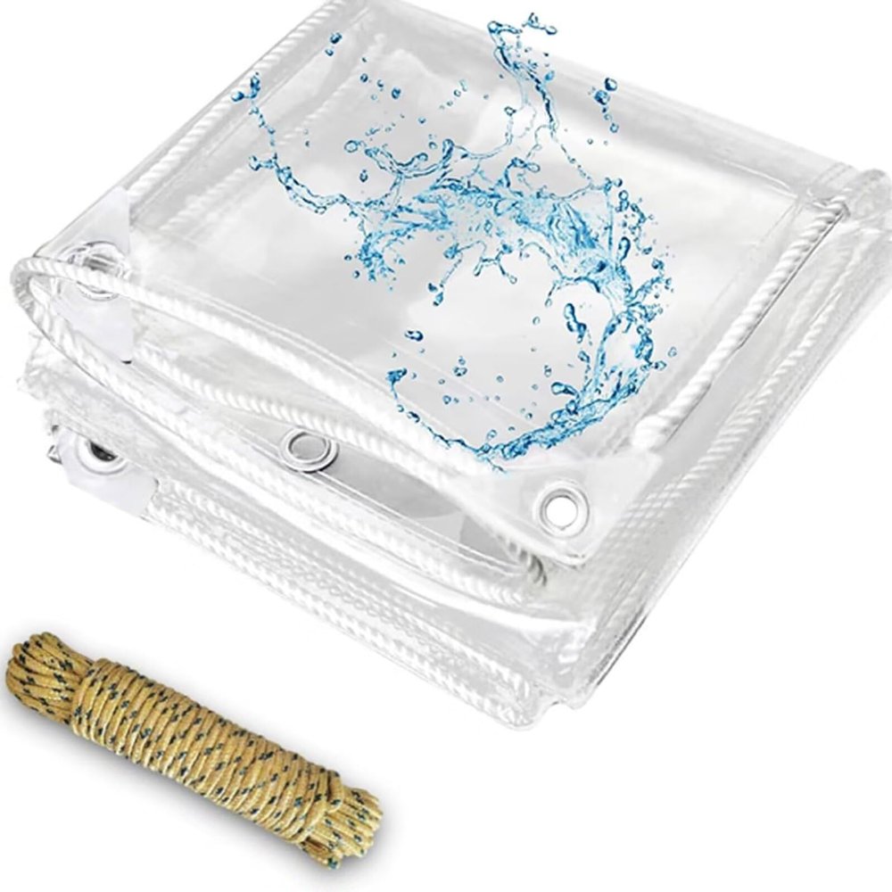 Klar Heavy-Duty Waterproof Transparent PVC Tarp with Eyelets, 2 m x 2.2 m