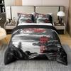 Japanese-Style Cotton Duvet Cover Set, Cherry Blossom & Mount Fuji, 200 x 200 cm view 1