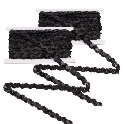 Letsinstyle 2 Pack 5 Yards 0.59" Wide Elastic Sequin Trim