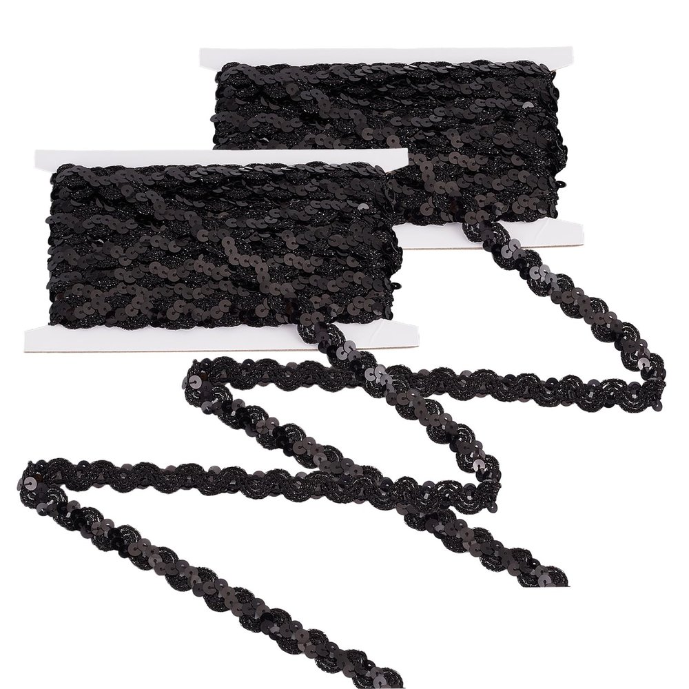 Letsinstyle 2 Pack 5 Yards 0.59" Wide Elastic Sequin Trim