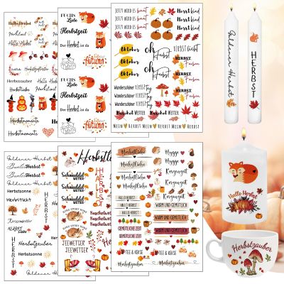 RCYHCY 6-Piece Autumn Candle Tattoo Water Transfer