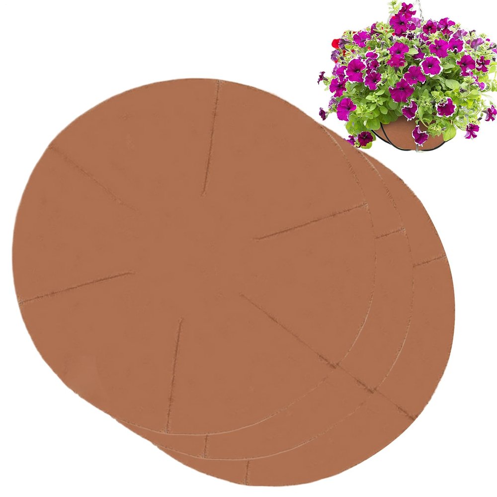 Generic Planter Basket Liners for Outdoor Use, Felt Liners with Water Collection, 3-Pack
