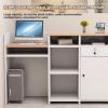Modern Reception Desk with Open Storage, Orange and White, Right, 120 cm view 3