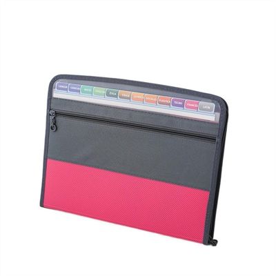 WANGHAI-666 13-Compartment Waterproof Double-Zip Document Folder, A4, Pink