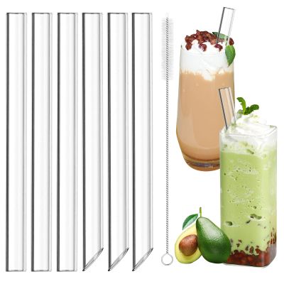 Morocket 6-Pack Bubble Tea Straws - 14mm Wide, 21.5cm Boba Straws with Cleaning Brush