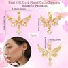 Beebeecraft 1 Box 8 pcs Crystal Charm 18K Gold-Plated Brass Pink Butterfly with Zirconia view 2
