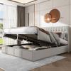 Zepneiy 180 x 200 Upholstered Storage Bed with Nailhead Trim, Light Gray Linen (Mattress Not Included) view 2