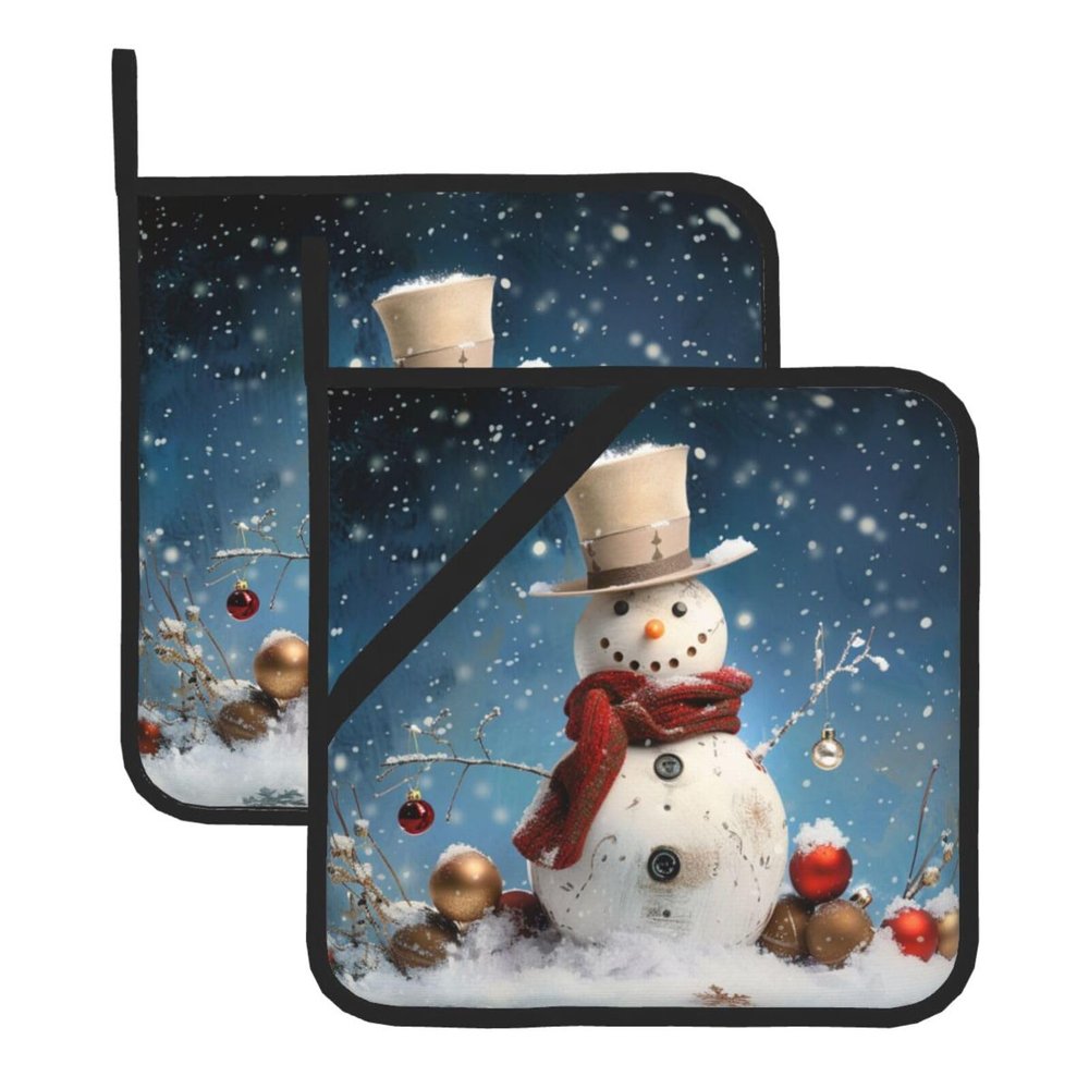 Heat-Resistant Snowman Pot Holders, 2-Piece Set