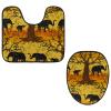 VAPOKF 2-Piece Toilet Mat Set, U-Shaped Contour Mat and Toilet Lid Cover, African Elephant Silhouette Under Tree view 1