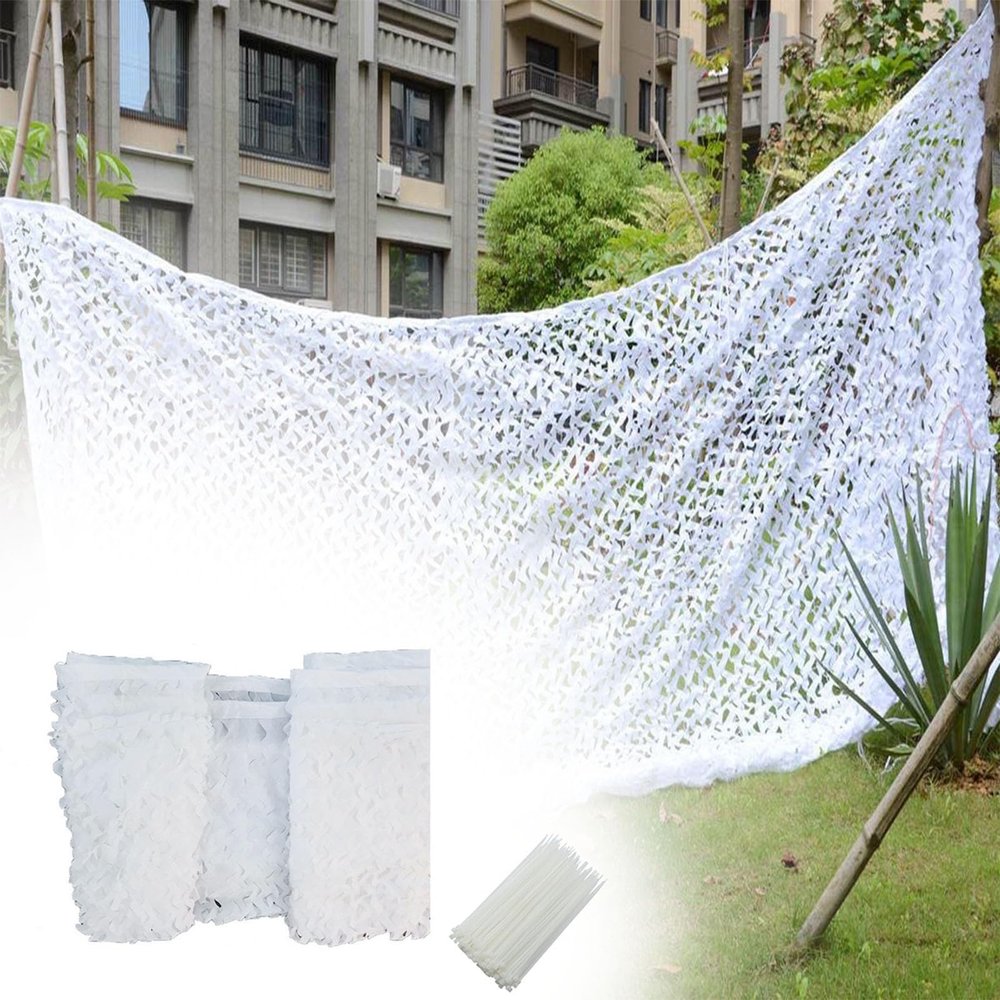 YJSGHRHL White Camouflage Net for Hunting, 10 m x 12 m