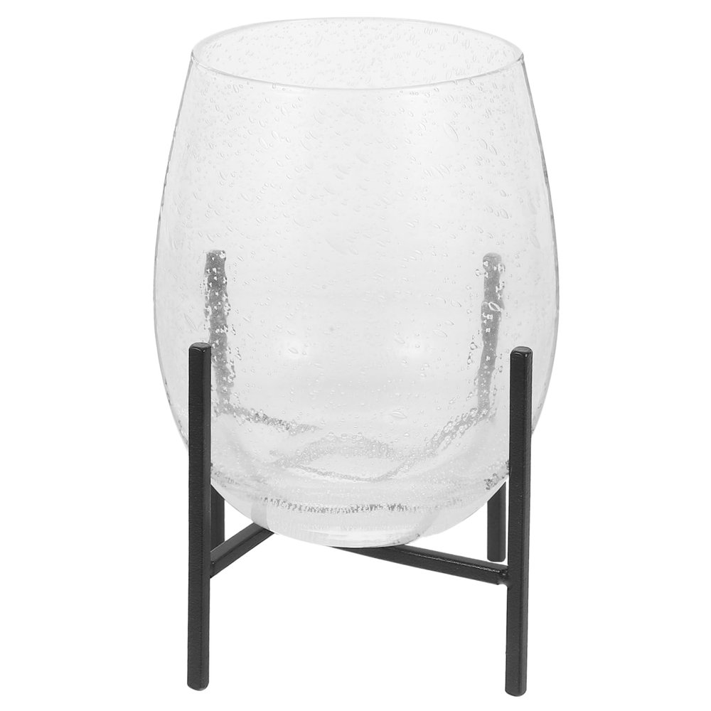 ibasenice Japanese Glass Vase with Iron Holder, Minimalist Style