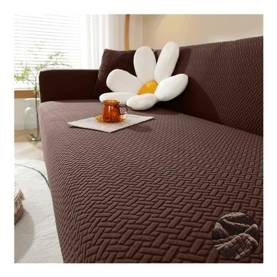 ERQIAO Jacquard Sofa Cover for Living Room, Stretch Thick Sofa Cover for L-Shaped Sectional, 1/2/3/4/5-Seater (Coffee, 4-Seater 230 × 300 cm)