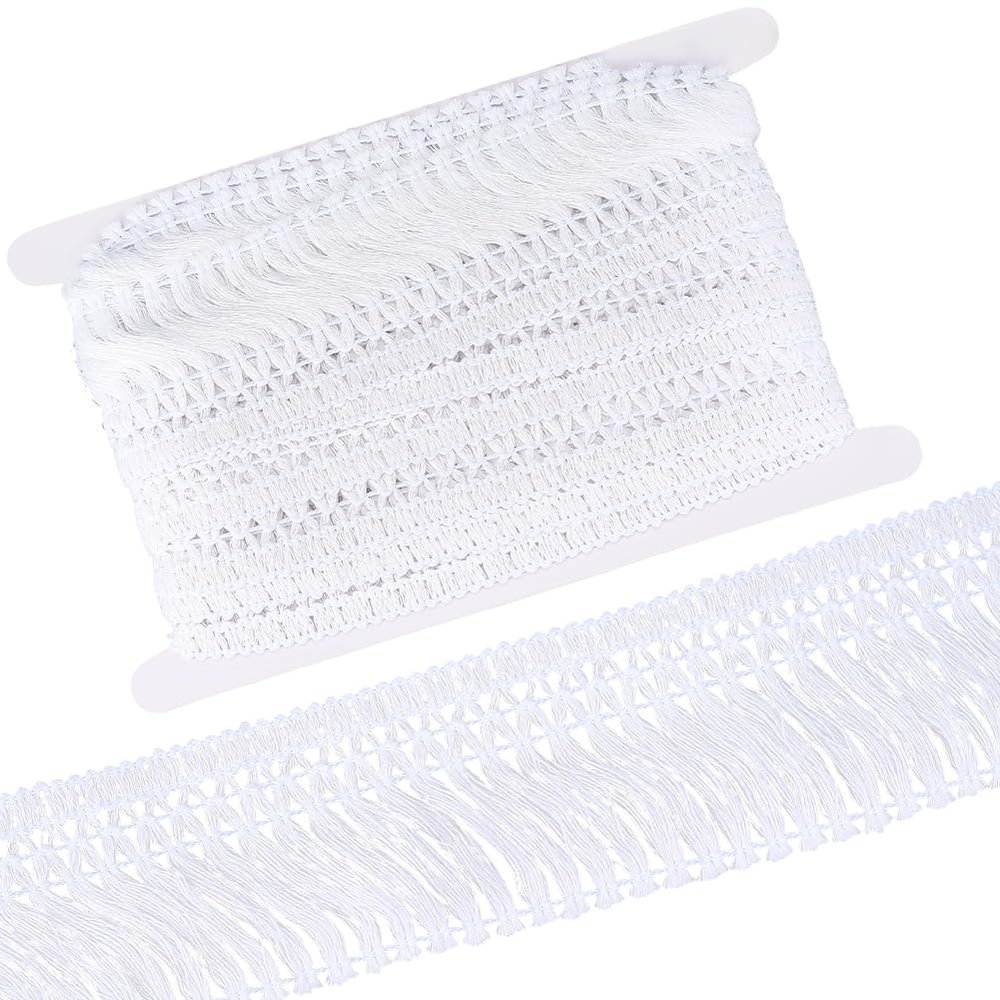 GORGECRAFT White Cotton Fringe Trim 5 Yards x 6cm