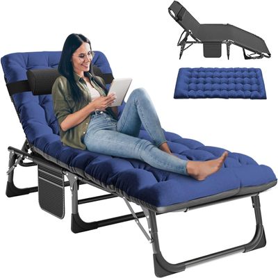 Ryuhic Folding Sun Lounger with Mattress and Headrest