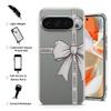 TULLUN Personalized Phone Case for Google Pixel 6 Pro – Clear Soft Gel with Custom Print, Cute Pink Bow Design with Your Name or Text view 2