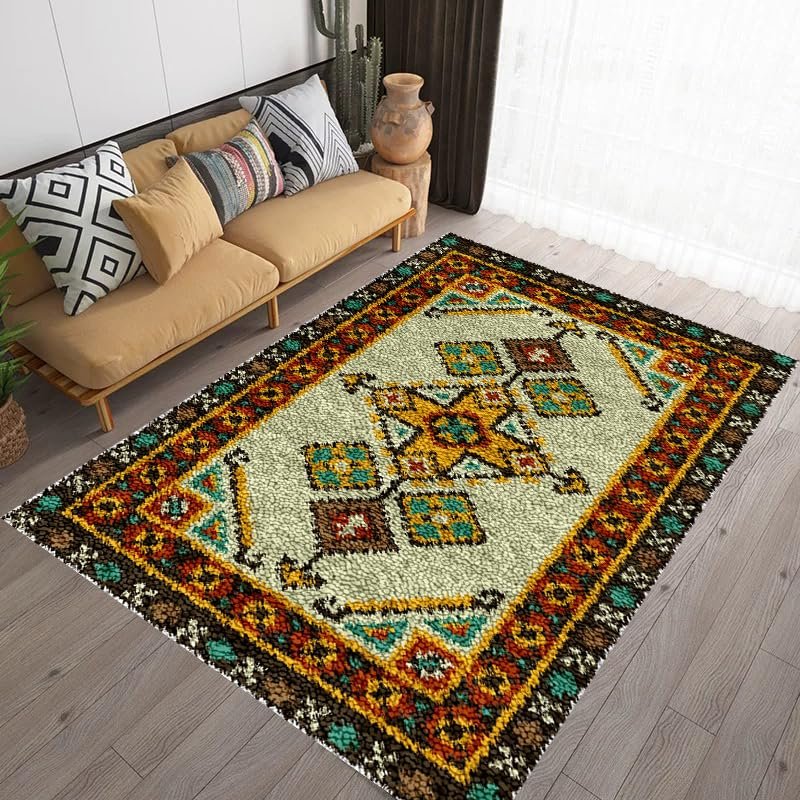 ZHONGYANAN DIY Latch Hook Rug Kit, Pre-Printed Pattern, 110 x 160 cm