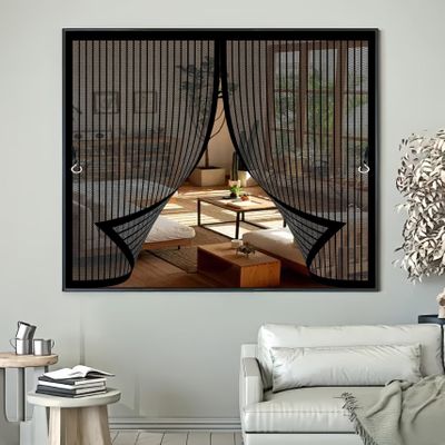 Adjustable Magnetic Fly Screen Door, 127 x 51 cm, Black