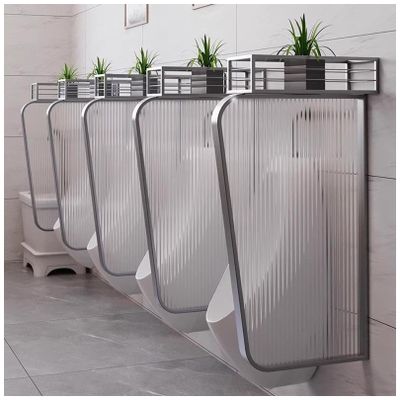 Tempered Glass Urinal Partition with Top Plant Shelf