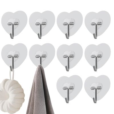 Generic Adhesive Wall Hooks, Heart-Shaped | Damage-Free Removable Multi-Purpose Hooks - 10x for Kitchen, Bathroom