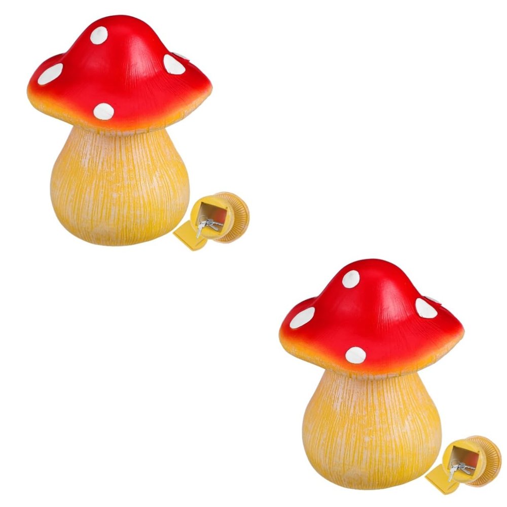 DIYEAH 2-Piece Hidden Outdoor Key Holder Mushroom Figurines