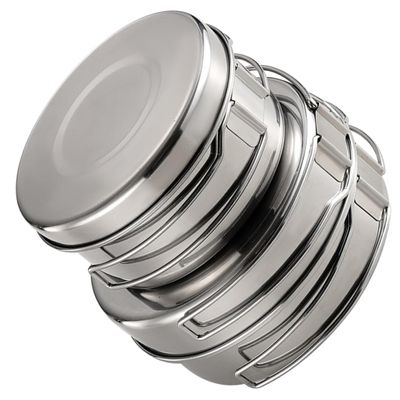 iplusmile Stainless Steel Camping Cookware Set, Pot and Pan, 4-Piece, Lightweight and Compact for Outdoor Use and Fishing