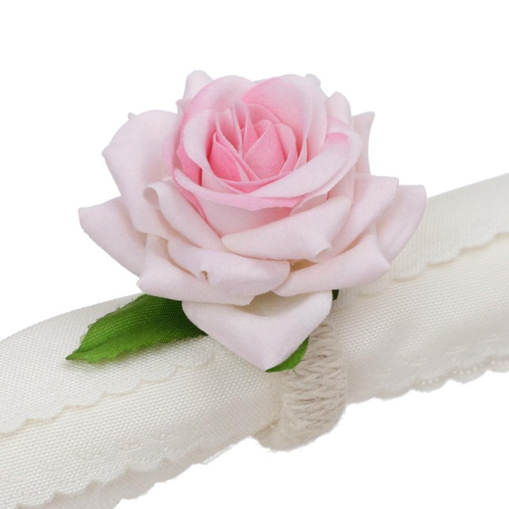 SueaLe Handmade Rose Flower Elegant Napkin Rings