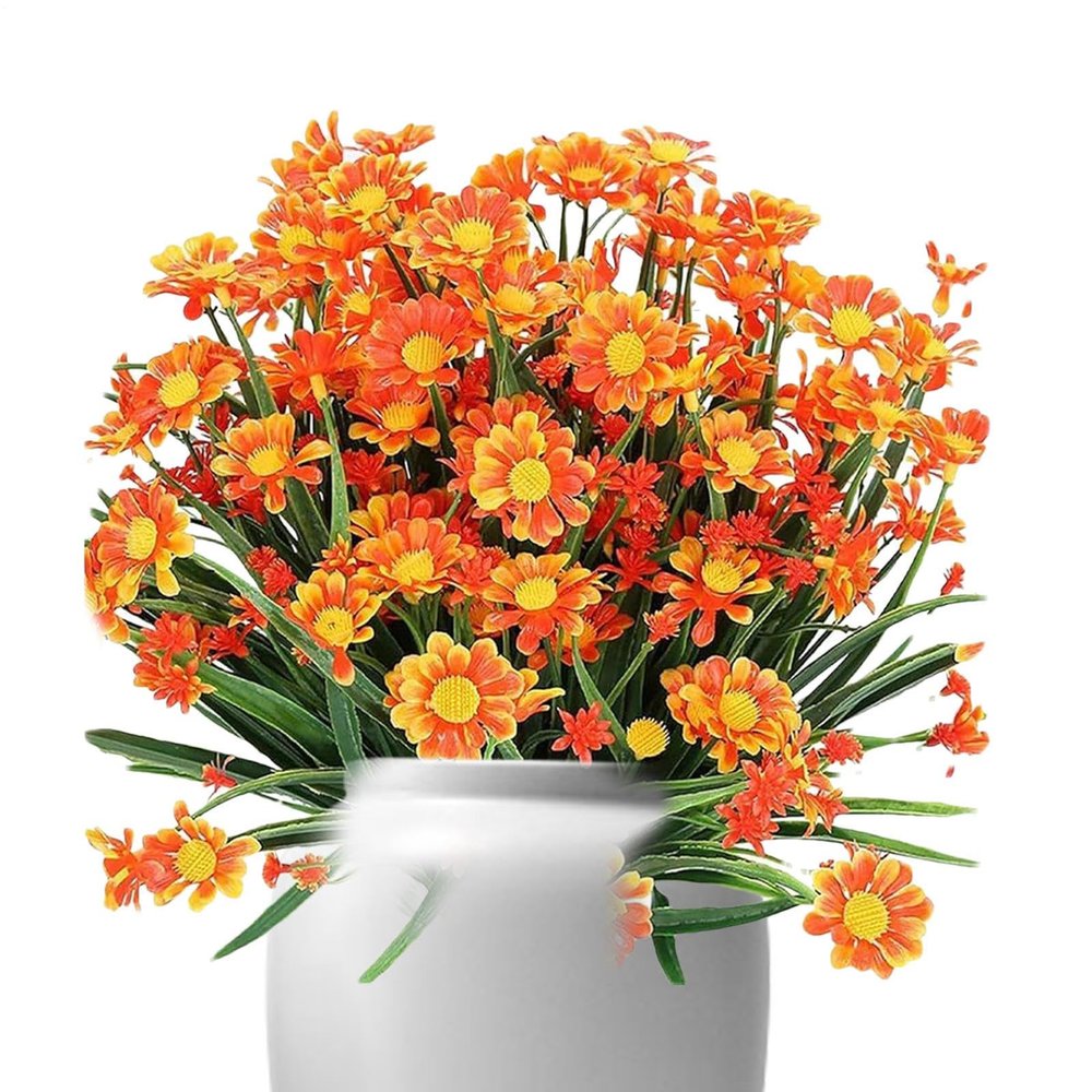Artificial Daisy Flowers, UV Resistant Green Decoration for Indoor and Outdoor
