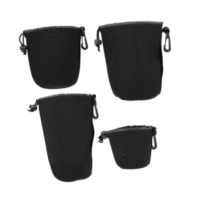 Lurrose 4-Piece Neoprene Camera Lens Protection Pouches, Black Protective Bags