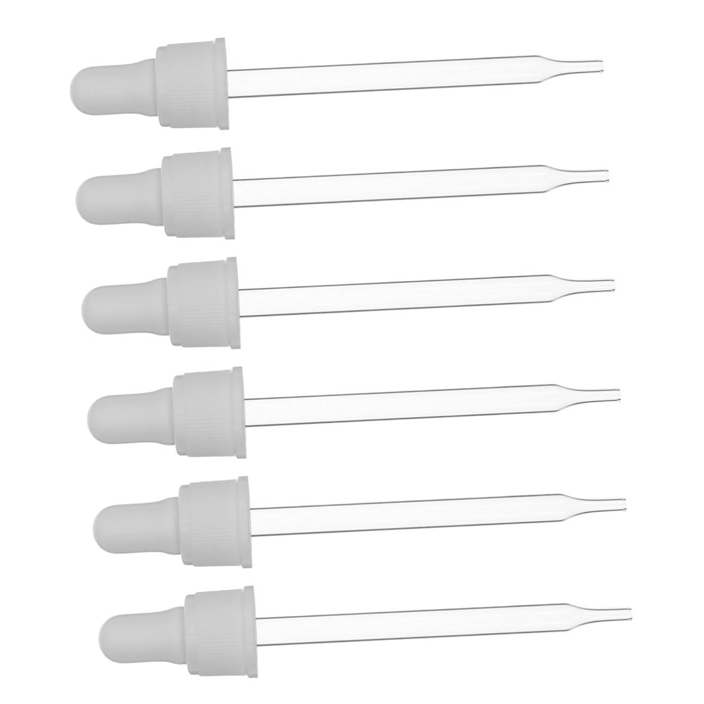 Warmhm 6-Piece Glass Droppers with Silicone Caps, White