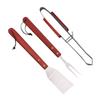 3-Piece Stainless Steel BBQ Utensil Set with Wooden Handles view 1