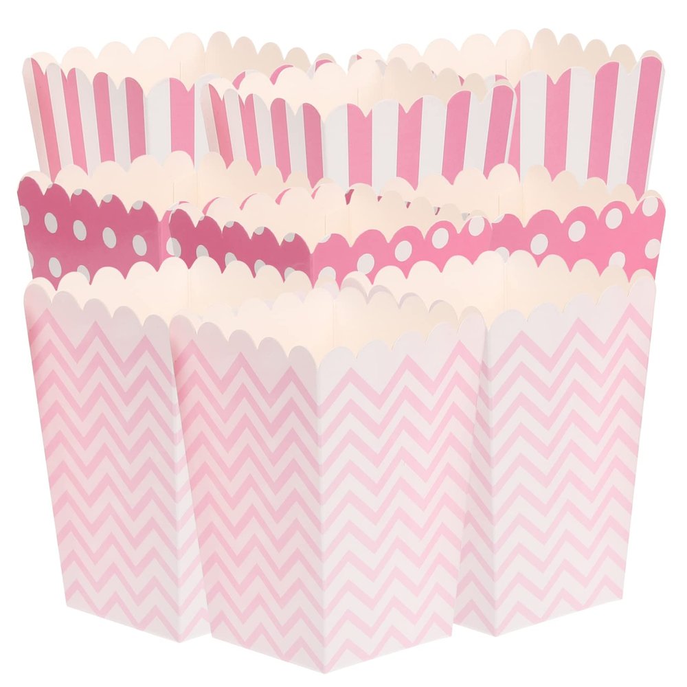TOPPERFUN 36 Pink Paper Popcorn Boxes for Snacks and Candy