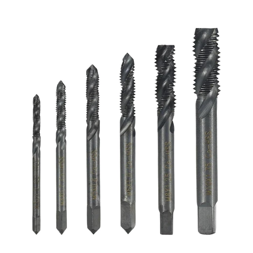 LYVQZPWLR Seiden Keychain, 6-Piece Tap Set, M3–M10, Nitrided, Spiral/Straight, Metric Threads