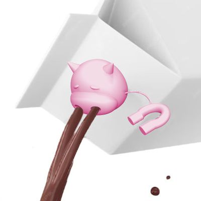 Derwrtup Milk Bottle Covers, 3D Cow-Shaped Rotating Lid